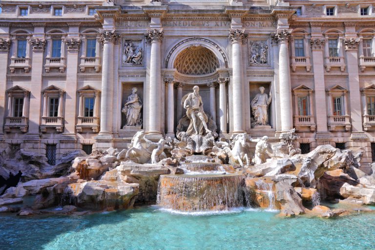 Rome, Italy - famous Trevi fountain. Fontana di Trevi.